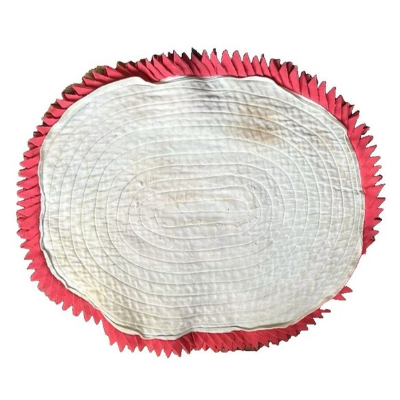 VTG Handmade Multicolored Polyester Fabric Scrap 30x24" Oval Funky Rug Unisex - Picture 3 of 9